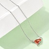 Brass Pave Cubic Zirconia Rectangle and Heart Pendant Cable Chain Necklaces KK-CBAB173-04P-11-2