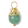 Natural Green Aventurine/Amethyst/Rose Quartz/Lava Rock/Quartz Round Pendants PALLOY-JF03183-01-3
