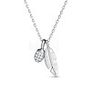 TINYSAND Leaf & Pinecone 925 Sterling Silver Cubic Zirconia Pendant Necklaces TS-N337-S-1