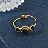 Black Shell Adjustable Finger Rings for Women RJEW-A101-01G-03-2