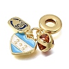Brass Micro Pave Clear Cubic Zirconia and Enamel European Dangle Charms CU-CBAA556-02B-2