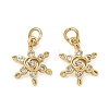 Brass Micro Pave Cubic Zirconia Charms CU-CBAF0F8-17A-G-1