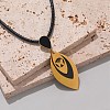 304 Stainless Steel Leaf Pendant Necklaces WG1086E-01-1