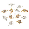 12Pcs 2 Colors Brass Pave Cubic Zirconia Heart Links Connector Charms KK-TA0003-48A-3