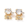 Brass Micro Pave Clear Cubic Zirconia Beads KK-B172-15G-1