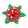 Woven Natural Carnelian(Dyed & Heated) & Glass Seed Beads Snowflake Multi-Strand Links NJEW-MZ00319-01-4