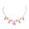 Ocean Brass Enamel Starfish Shell Shape Pendant Round ABS Imitation Pearl Beaded Necklaces KK-CBA4547-04C-G-4