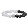 Polygon Synthetic Howlite & Natural Black Agate Beaded Stretch Bracelets WG9FB4D-02-4