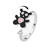 Enamel Bear Rotatable Open Cuff Rings for Women PW-WGA7A2D-01-3