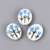 Hand Painted Tulip Flower Oval Porcelain Beads PORC-N012-11G-1
