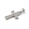 304 Stainless Steel Micro Pave Cubic Zirconia Pendants STAS-Z107-08P-04-2