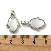 Rack Plating Brass Pave Natural White Shell Pendants KK-U025-04P-01-3