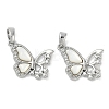 Brass Pave Natural White Shell Butterfly Pendants KK-U043-28P-1