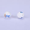 Printed Round with Rabbit Pattern Silicone Focal Beads SI-JX0056A-151-1