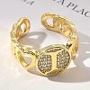 Brass Micro Pave Clear Cubic Zirconia Open Cuff Rings for Women RJEW-K289-02G-I-3