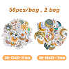 2 Bags 2 Styles Cartoon Moon with Flower Paper Stickers Set DIY-HY0001-45-2