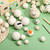 Globleland 50Pcs 5 Styles Natural Wooden Round Ball WOOD-GL0001-11-5