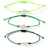 3Pcs Dyed Synthetic White Turquoise & Brass Beaded Braided Bead Bracelets QB7029-15-1