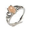 Oval Natural Sunstone Adjustable Rings RJEW-Q818-01P-02B-2