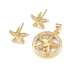 Brass Micro Pave Cubic Zirconia Pendant & Stud Earrings Sets for Women SJEW-F227-01J-G-2