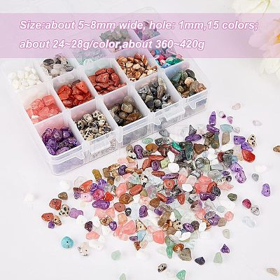  Natural & Synthetic Mixed Gemstone & Glass Chip Beads G-NB0002-07-1