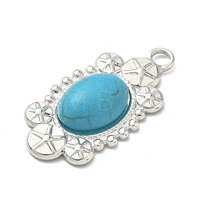 304 Stainless Steel with Dyed Synthetic Turquoise Pendants STAS-G374-05S-01-1