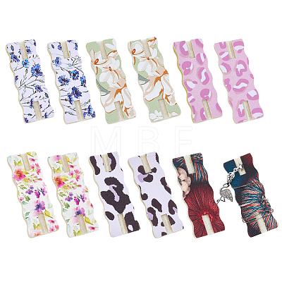 12Pcs 6 Styles Leopard Print Flower Donut Printed Polyester Necklace Anti-Winding Display Cards CDIS-OC0001-13-1