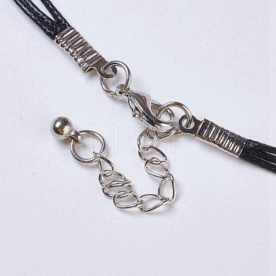 Waxed Cord Tiered Necklace NJEW-P185-A03-1