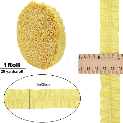 20 Yards Ruffled Polyester Elastic Lace Trim EW-WH0018-01A-1