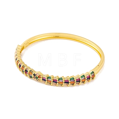Brass Pave Colorful Cubic Zirconia Hinged Bangles for Women BJEW-S147-33G-E-1