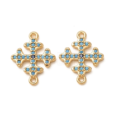 Brass Micro Pave Synthetic Turquoise Connector Charms GG-CBAE681-21G-1
