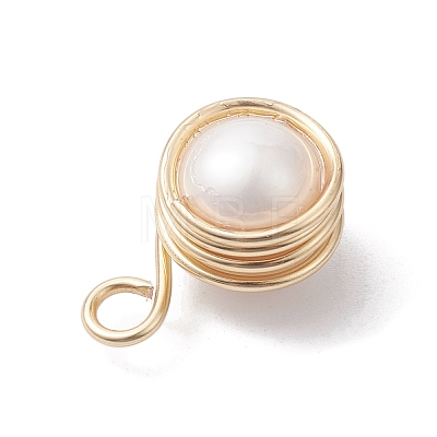 Natural Cultured Freshwater Pearl Copper Wire Wrapped Connector Charms PALLOY-JF02606-1