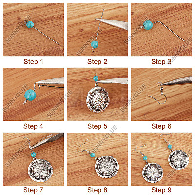 DIY Synthetic Turquoise Beaded Earring Making Kit DIY-SC0021-17-1