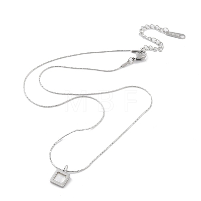 Non-Tarnish Shell Square Pendant Necklaces LS-NJEW-P296-01P-1