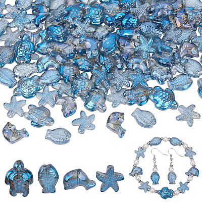 130Pcs 4 Styles Electroplate Glass Beads EGLA-NB0001-31-1