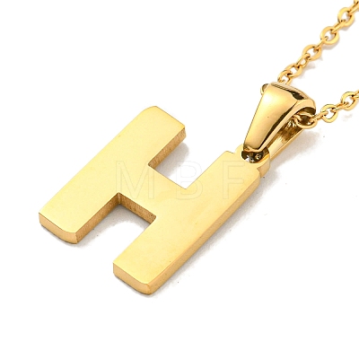 Ion Plating(IP) Initial Letter 304 Stainless Steel Pendant Necklaces NJEW-M199-01G-H-1