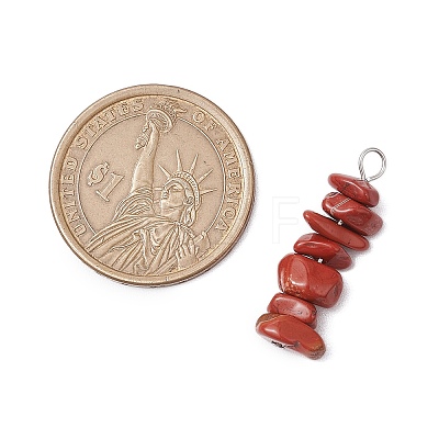 3Pcs Natural Red Aventurine & Red Jasper & Tiger Eye Chip Beaded Constellation Pendants PALLOY-JF03043-05-1