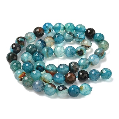 Dyed Natural Agate Faceted Round Beads Strands G-E320E-8mm-15-1