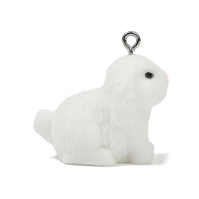 Animal Theme Flocky Opaque Resin Pendants RESI-H042-01P-07-1