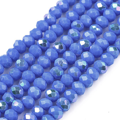 Electroplate Opaque Solid Color Glass Beads Strands LS-EGLA-A044-P2mm-L32-1