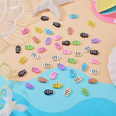 44Pcs 11 Colors Fish Spray Painted Alloy Enamel Beads FIND-TA0010-35-1