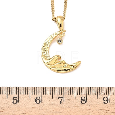 304 Stainless Steel Micro Pave Clear Cubic Zirconia Pendant Necklaces for Women LS-NJEW-Z103-01G-01-1