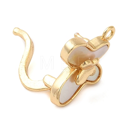 Brass with Natural Shell Fold Over Clasps KK-G505-27G-1