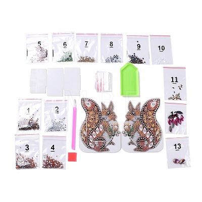 5D DIY Squirrel Pattern Animal Diamond Painting Pencil Cup Holder Ornaments Kits DIY-C020-05-1