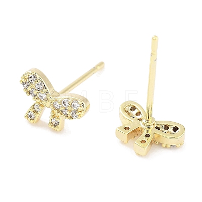 Brass Cubic Zirconia Stud Earrings for Women EJEW-S217-B05-1