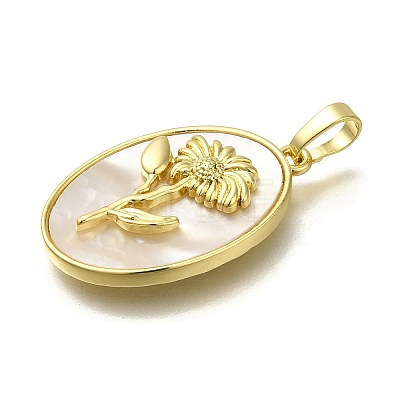 Brass Pave Shell Birth Flower Pendants FIND-I040-04G-1