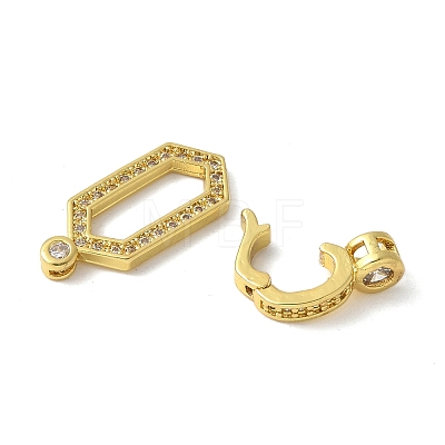 Brass Pave Clear Cubic Zirconia Fold Over Clasps KK-M320-26G-1