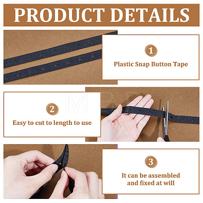10 Yards Plastic Snap Button Tape FIND-HY0004-79B-1