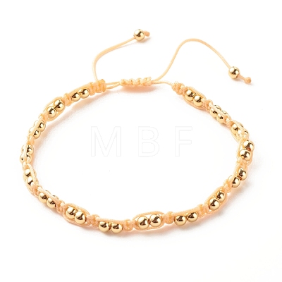Round Brass Braided Bead Bracelet BJEW-JB07855-1