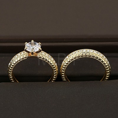 2Pcs Alloy with Crystal Rhinestone Finger Rings for Couple FS-WG6A3A8-10-1